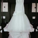 women's white floral wedding dress