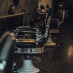 black and silver barber chair